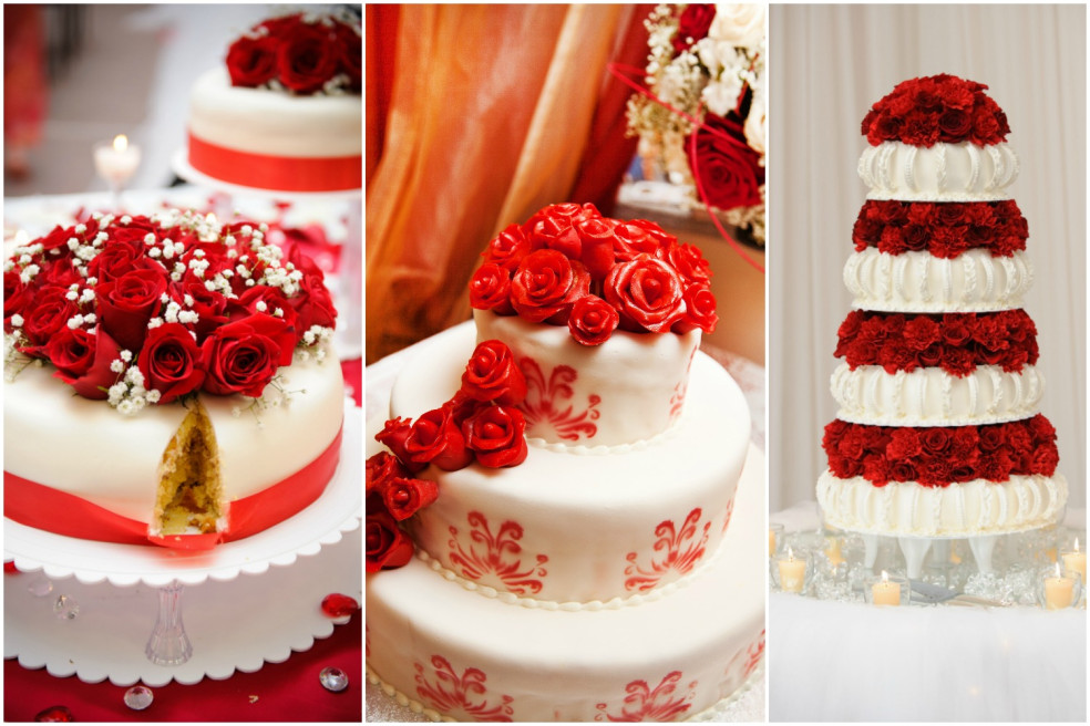 červená svadobná torta