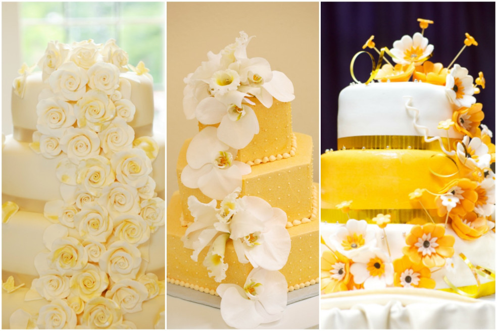 žltá svadobná torta