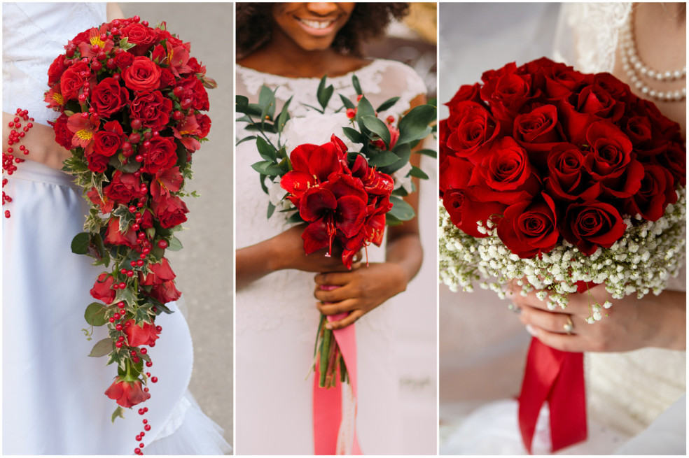 červené svadobné kytice