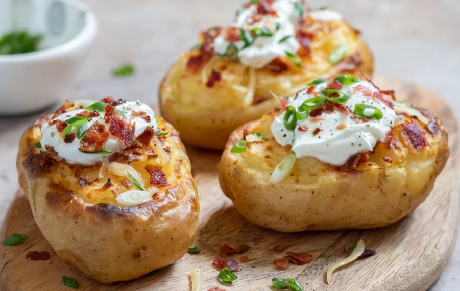 Pečené zemiaky plnené kyslou smotanou