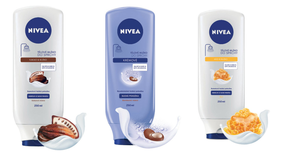 nivea telové mlieka do sprchy