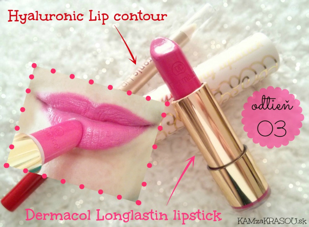 dermacol  longlasting lipstick a transparentná ceruzka na pery hyaluronic