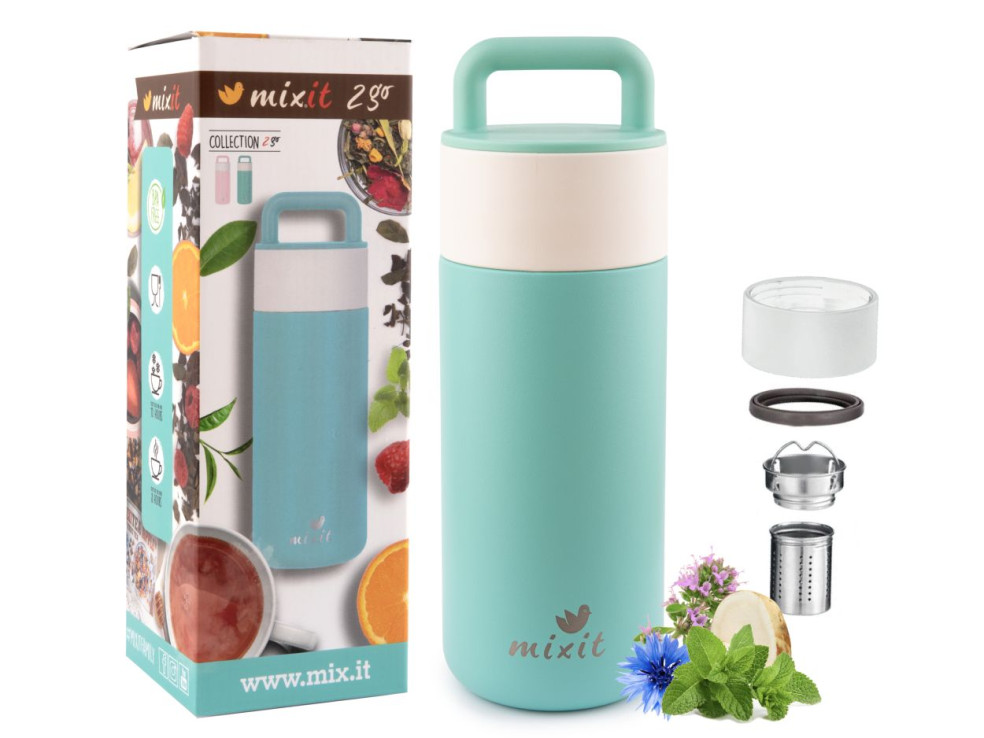 Mixit 2go - Termoska s čajovým sitkom 420 ml mentolová