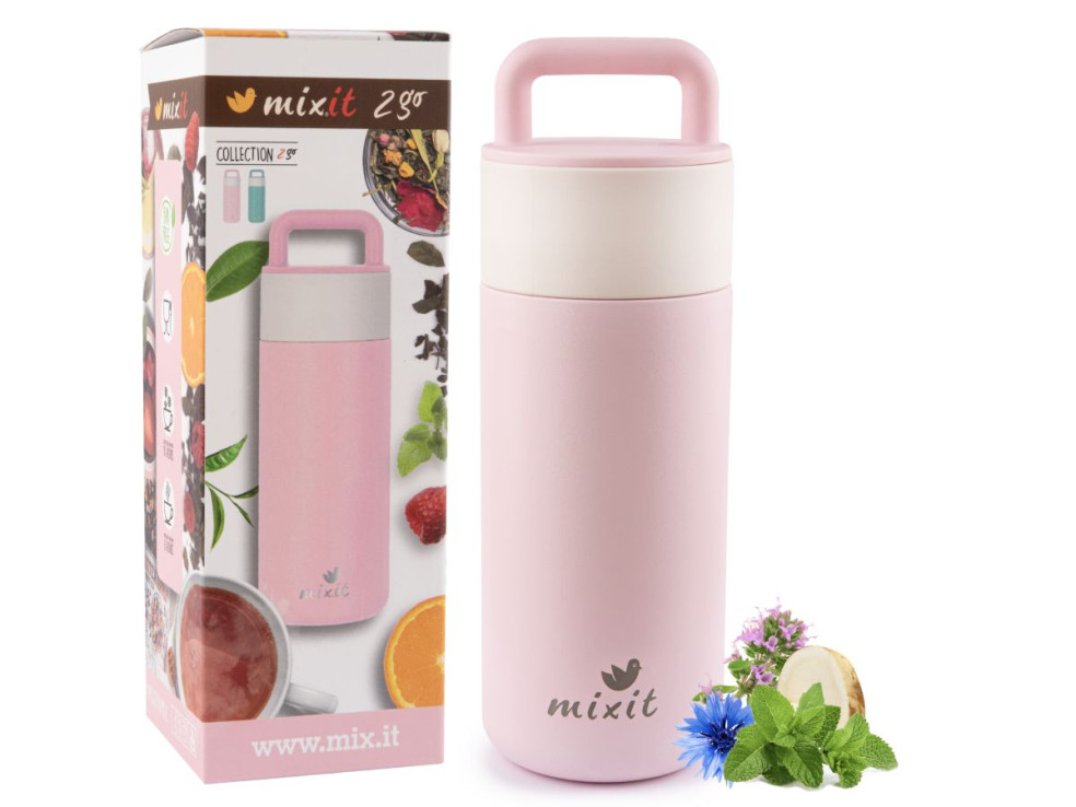 Mixit 2go - Termoska s čajovým sitkom 420 ml (ružová)