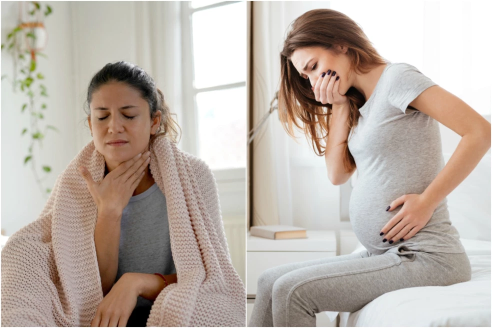 bolesť hrdla a tehotenské nevoľnosti