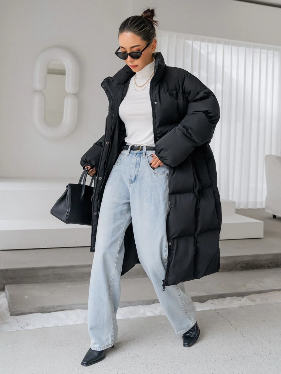 dlhá prešívaná bunda