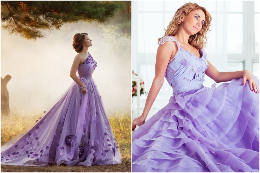 fialové svadobné šaty