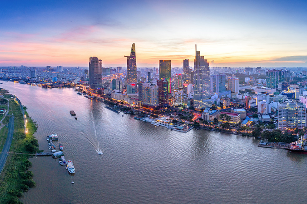 Saigon leží pri delte Mekongu.