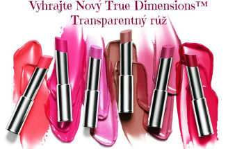 Hrajte o 6 neodolateľných odtieňov Nový True Dimensions™ Transparentného rúžu