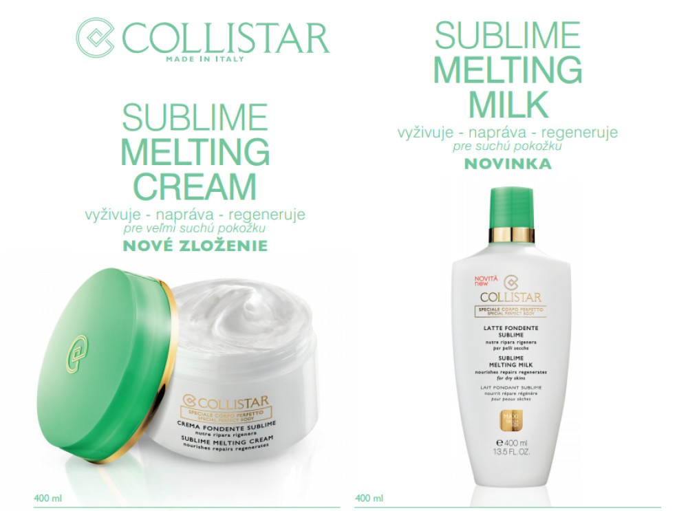 Novinky Collistar: SUBLIME MELTING CREAM a SUBLIME MELTING MILK