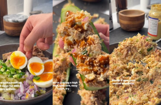 Pikantný vajíčkovo-tuniakový šalát – s jalapeño papričkami, kyslými uhorkami a Srirachou