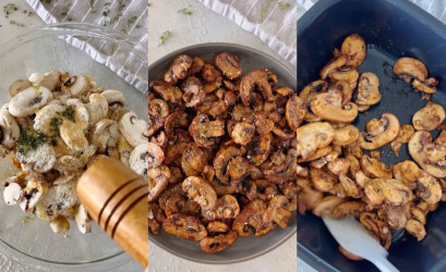 Cesnakovo-parmezánové šampiňóny z teplovzdušnej fritézy – fantastická príloha