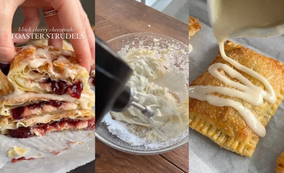 Lístkové taštičky s čerešňovým cheesecake krémom
