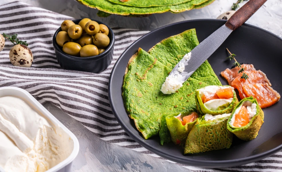 recept na špenátové palacinky s lososom