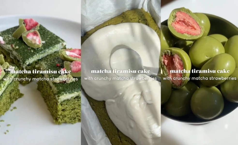 Recept na matcha tiramisu koláč s jahodami