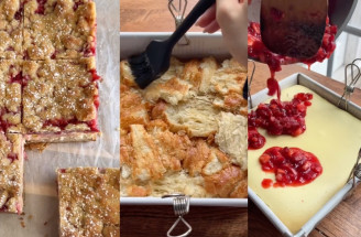 Koláč z croissantov s tvarohom a jahodami: Sladké spojenie croissantov, cheesecaku a jahôd