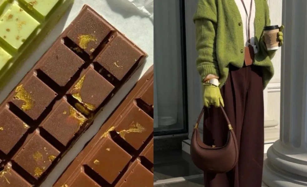 Pistáciová zelená a mocha mousse
