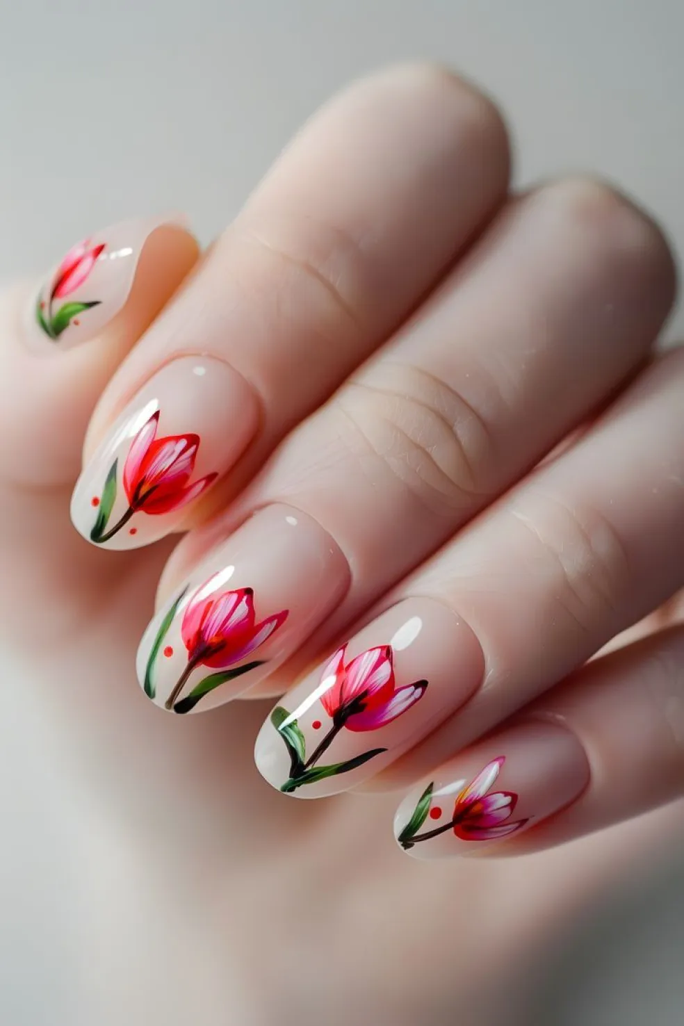 krásna tulipánová manikúra