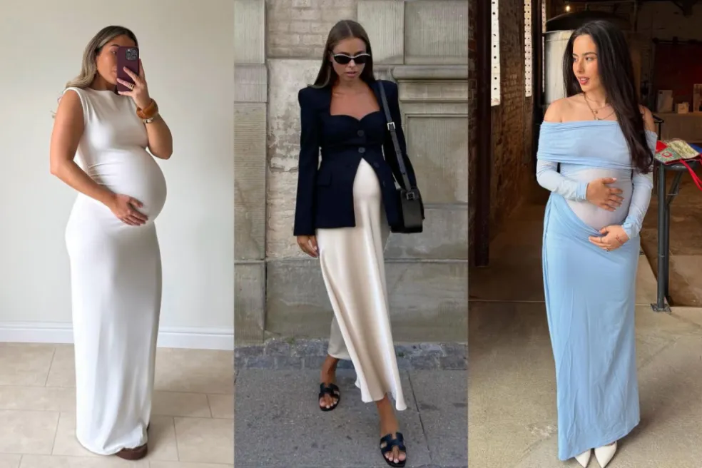 elegantné tehotenské outfity
