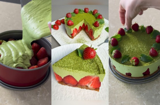 Nepečená matcha torta s Lotus sušienkami a jahodami podľa Kvetky Horváthovej