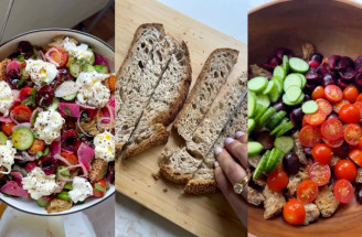 Dokonalý letný šalát? Panzanella s čerešňami, burratou a krutónmi