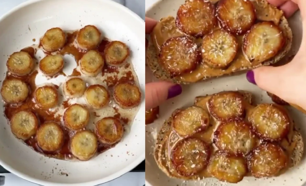 toast s karamelizovaným banánom