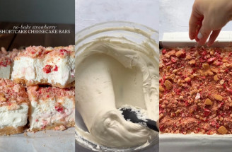 Chuť detstva v podobe jahodových cheesecake rezov s chrumkavou posýpkou