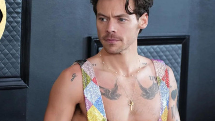 Swarovski overal a žiadna košeľa: Harry Styles na odovzdávaní cien Grammy všetkých prekvapil