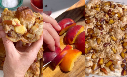 Broskyňová focaccia s posýpkou: Sladká verzia talianskej klasiky