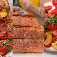 Recept na lososa s paradajkovo-broskyňovým šalátom – hotový do 30 minút