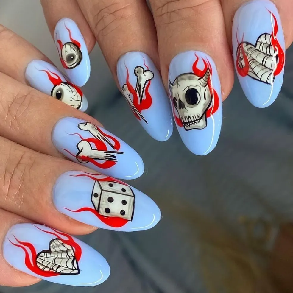 halloweenské dizajny nechtov