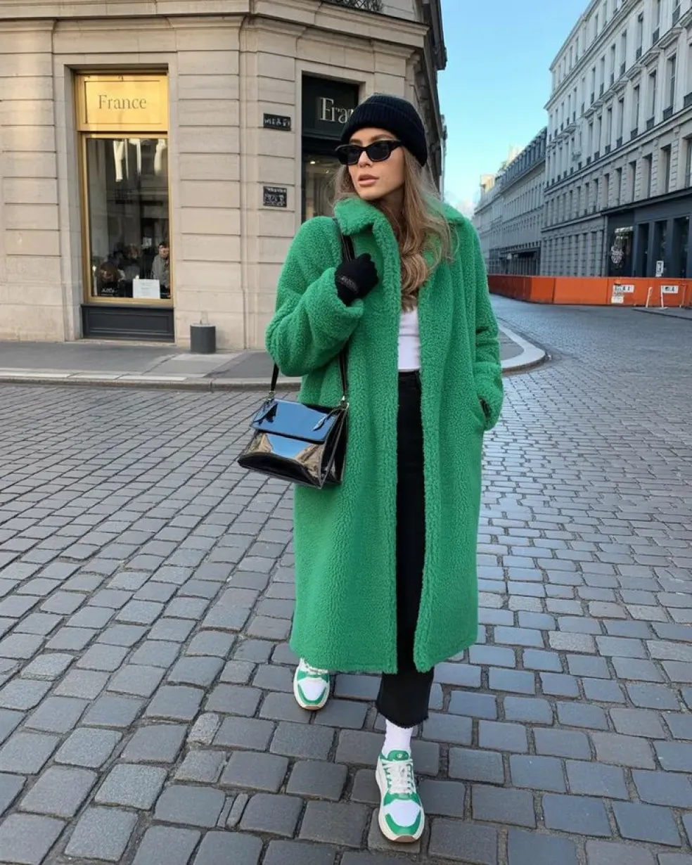 zelený teddy kabát