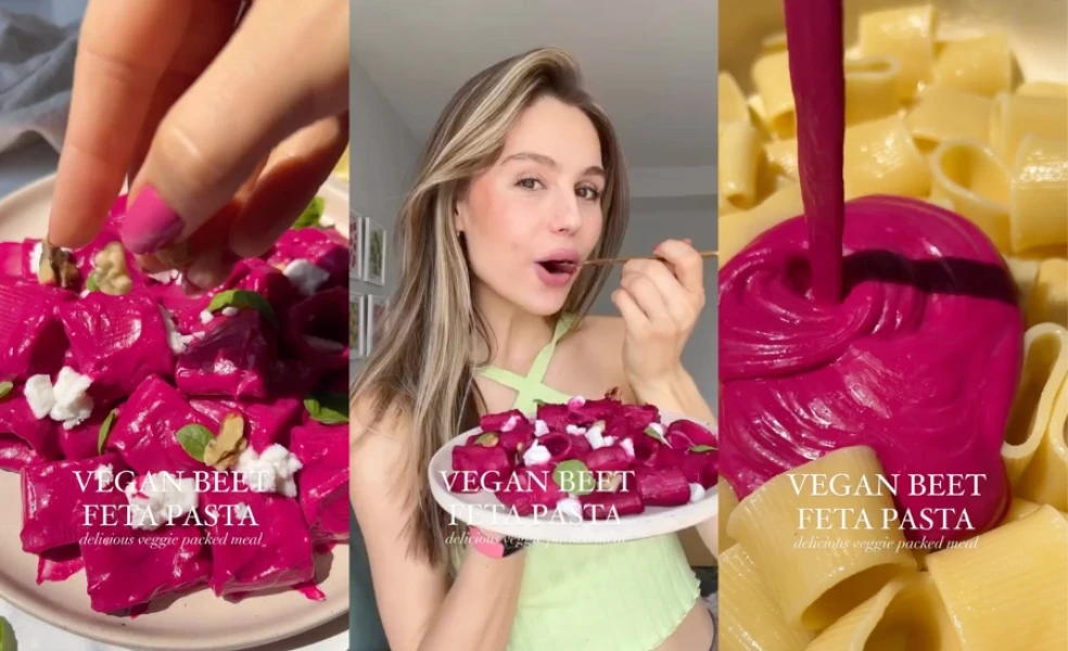 cestoviny s cviklovou omáčkou