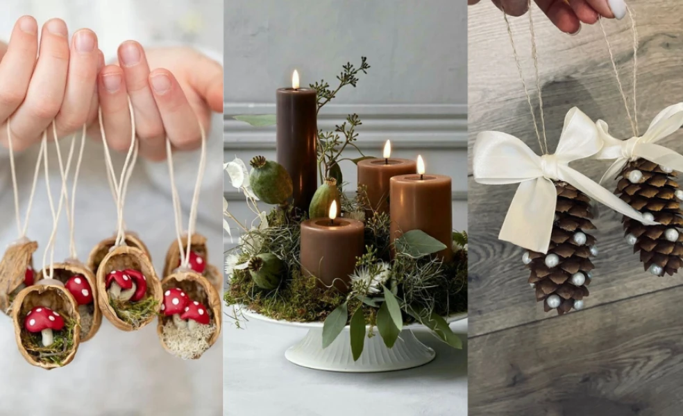 prírodné vianočné dekorácie