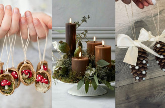 Prírodné vianočné dekorácie z vetvičiek, orechov a látok – inšpiruj sa!