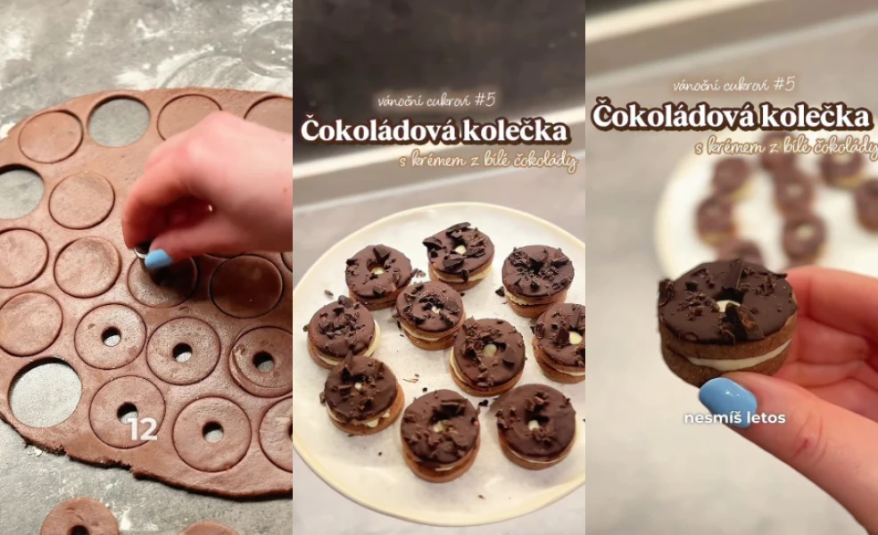 čokoládové kolieska s plnkou z bielej čokolády