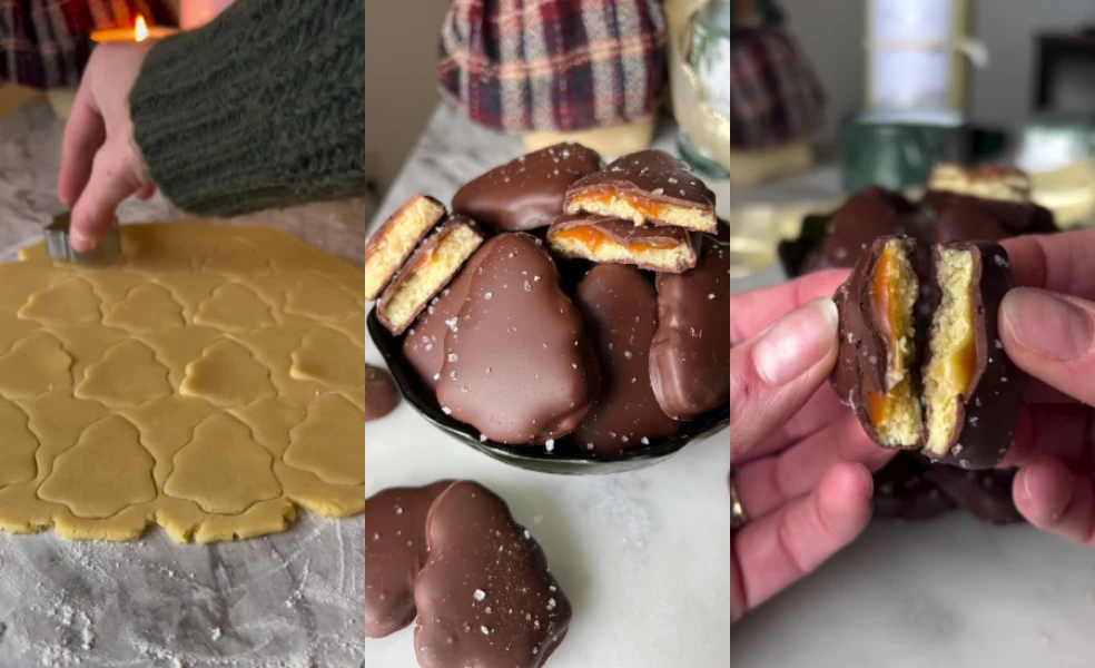 čokoládové stromčeky plnené karamelom