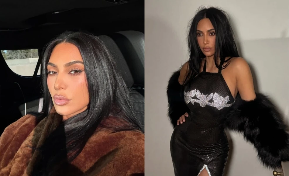 Kim Kardashian glossy hair