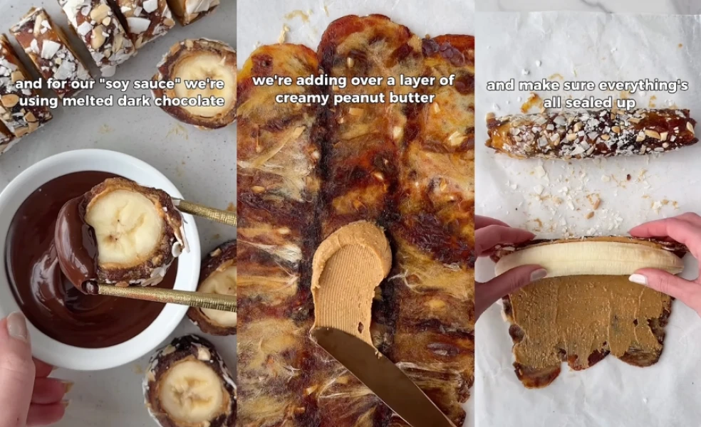 raw datľovo bananové sushi