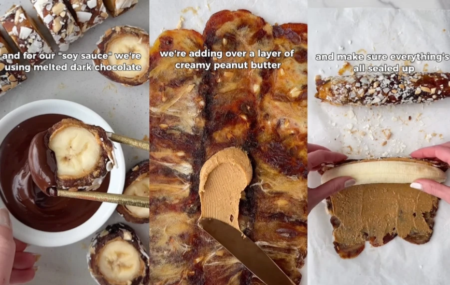 raw datľovo bananové sushi