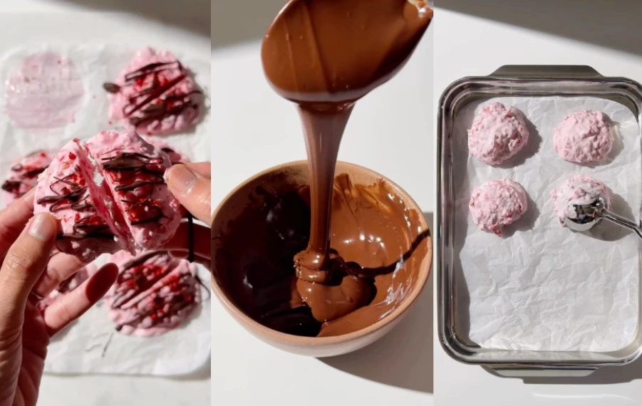 mrazený jogurtový snack s malinami