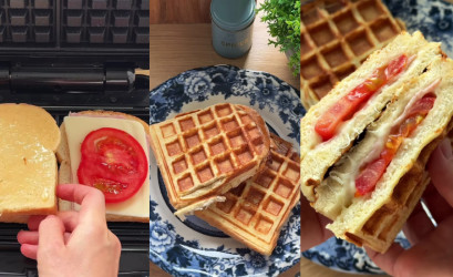 Vajíčkový vafľový toast? To je skvelá raňajková kombinácia slanej vafle, toastu a chleba vo vajci!