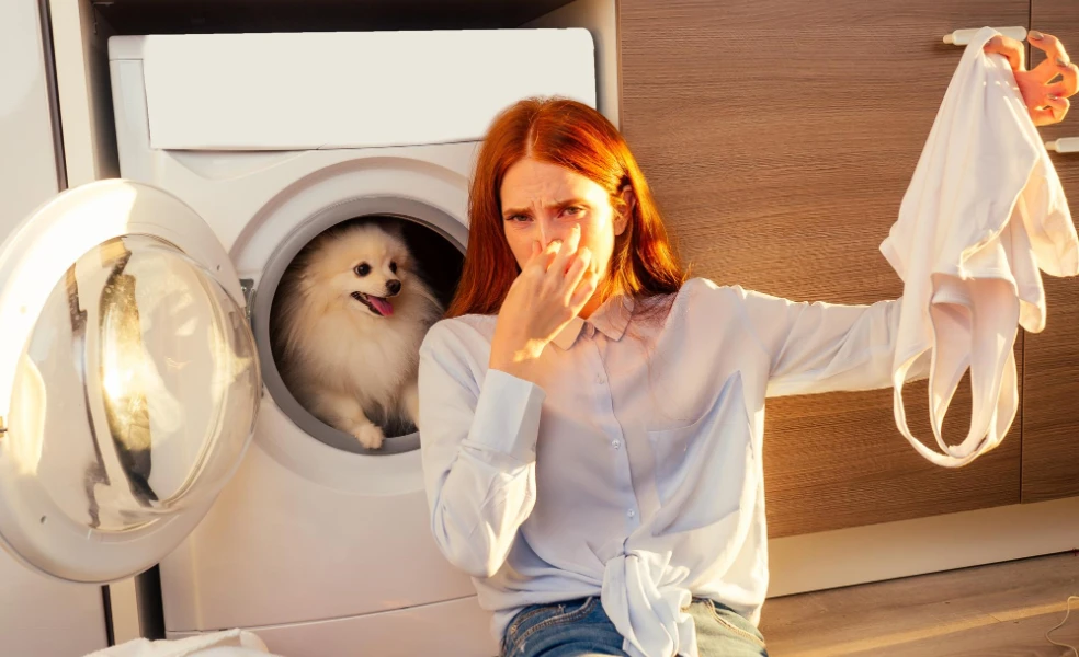 zápach z práčky po zime