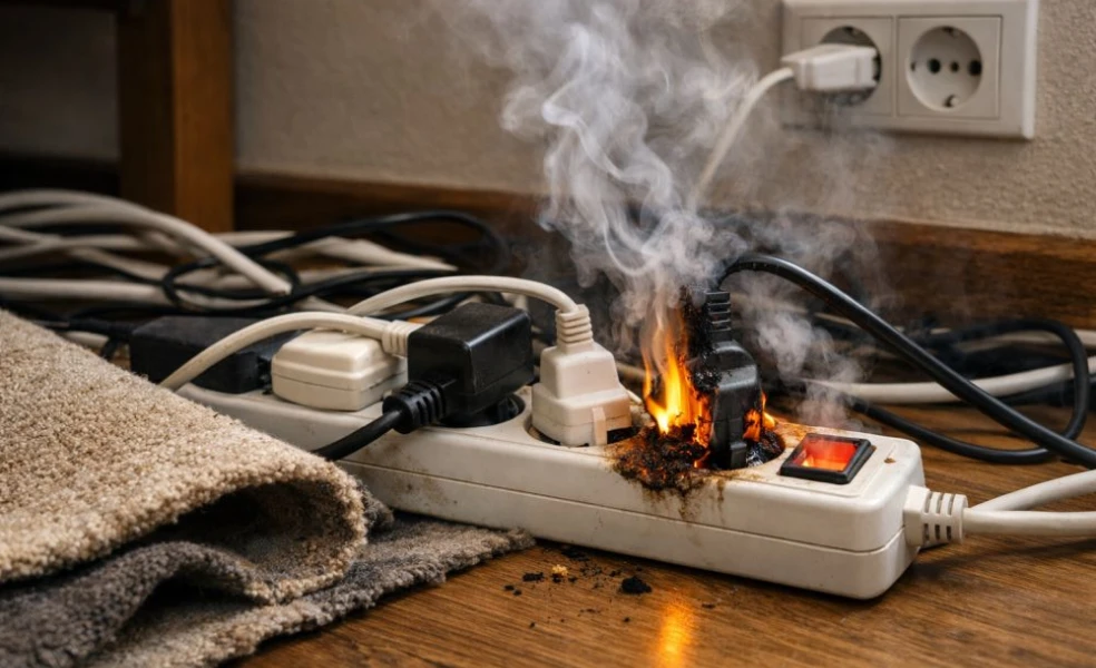 predlžovačka preťaženie a riziko požiaru v domácnosti