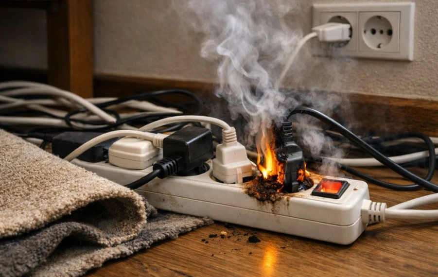 predlžovačka preťaženie a riziko požiaru v domácnosti
