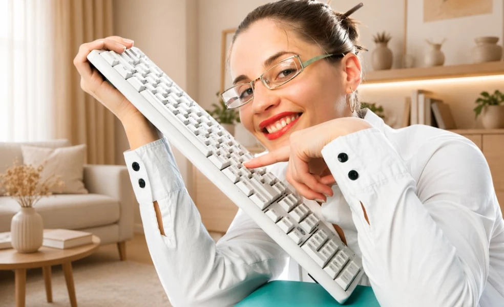 klávesnica na home office na pracovnom stole