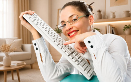 klávesnica na home office na pracovnom stole