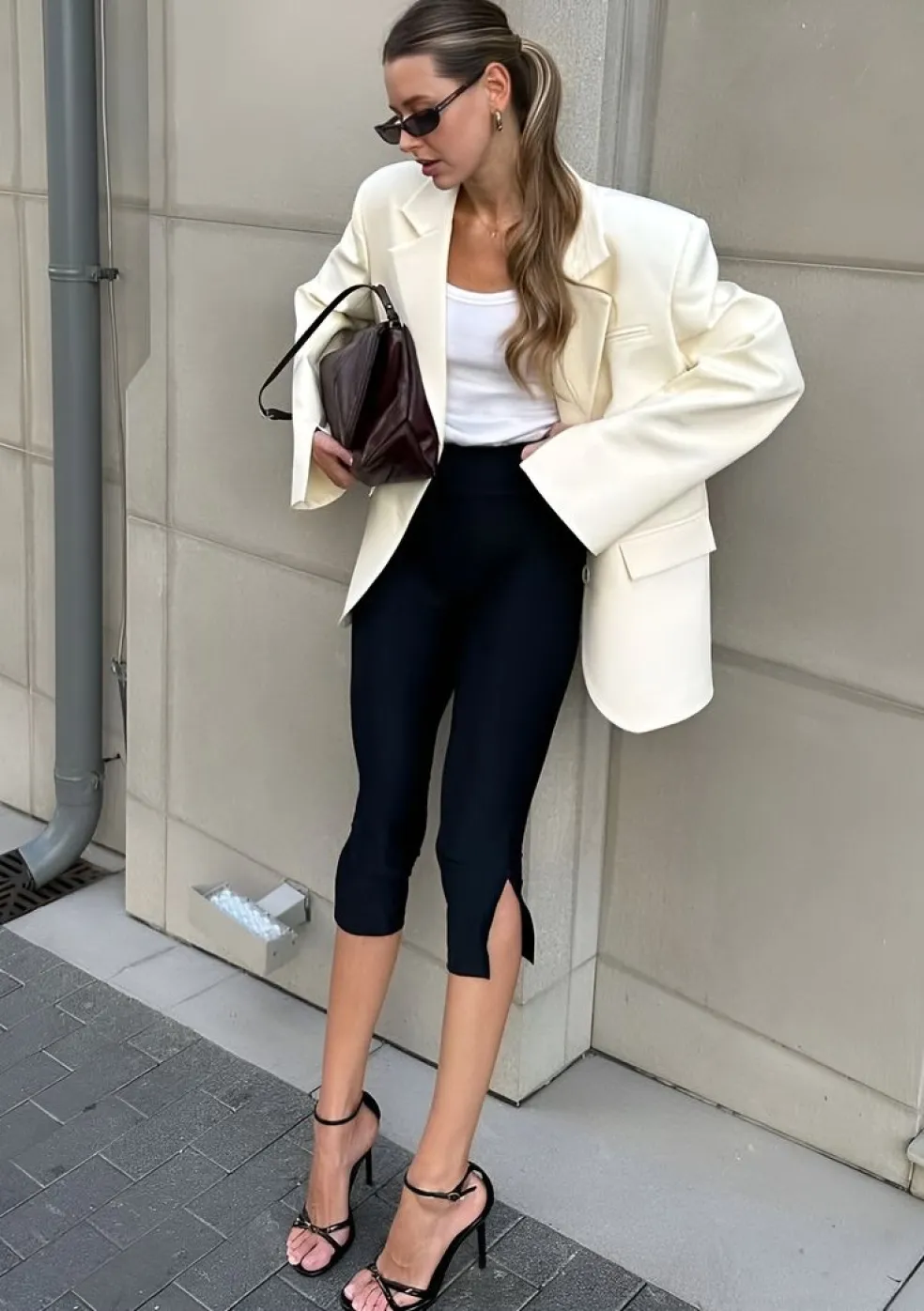 minimalistické capri nohavice