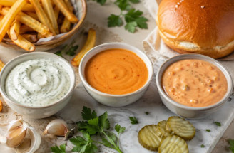 3 rýchle omáčky z domácej majonézy: Cesnakový dip, samurai dresing a burger sauce