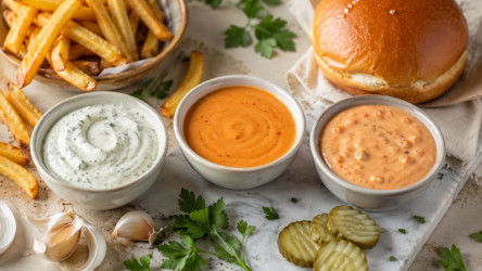 3 rýchle omáčky z domácej majonézy: Cesnakový dip, samurai dresing a burger sauce